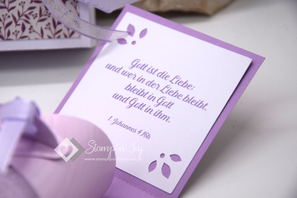 Explosionsbox Hochzeit ca. 7x7x7cm personalisierbar | Geldgeschenk | Zierschachtel | Motiv: floral | lavendel lila weiß | Art. Nr. 03020406